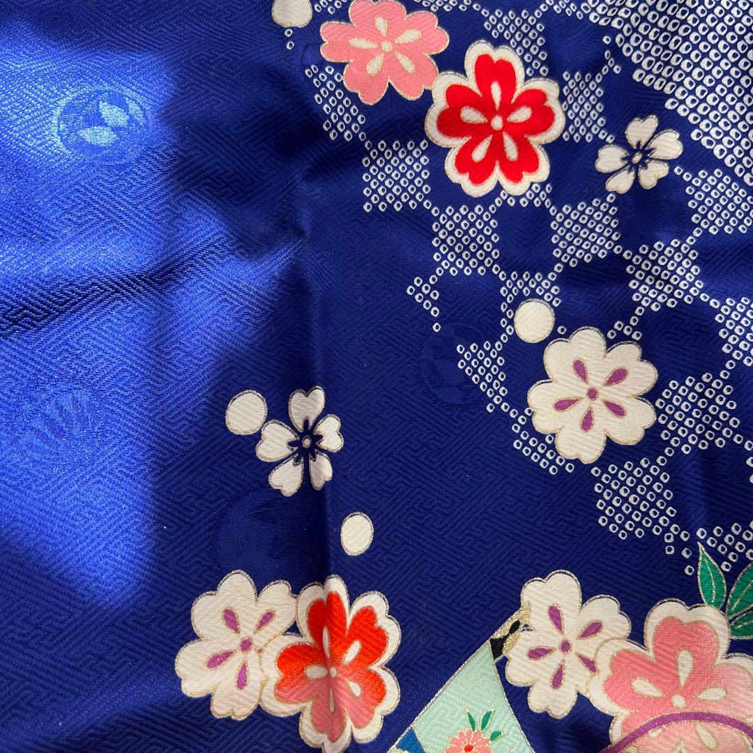 NICO！ 七五三　7歳　女の子着物セット　付け帯付き　草履　青しぼり調