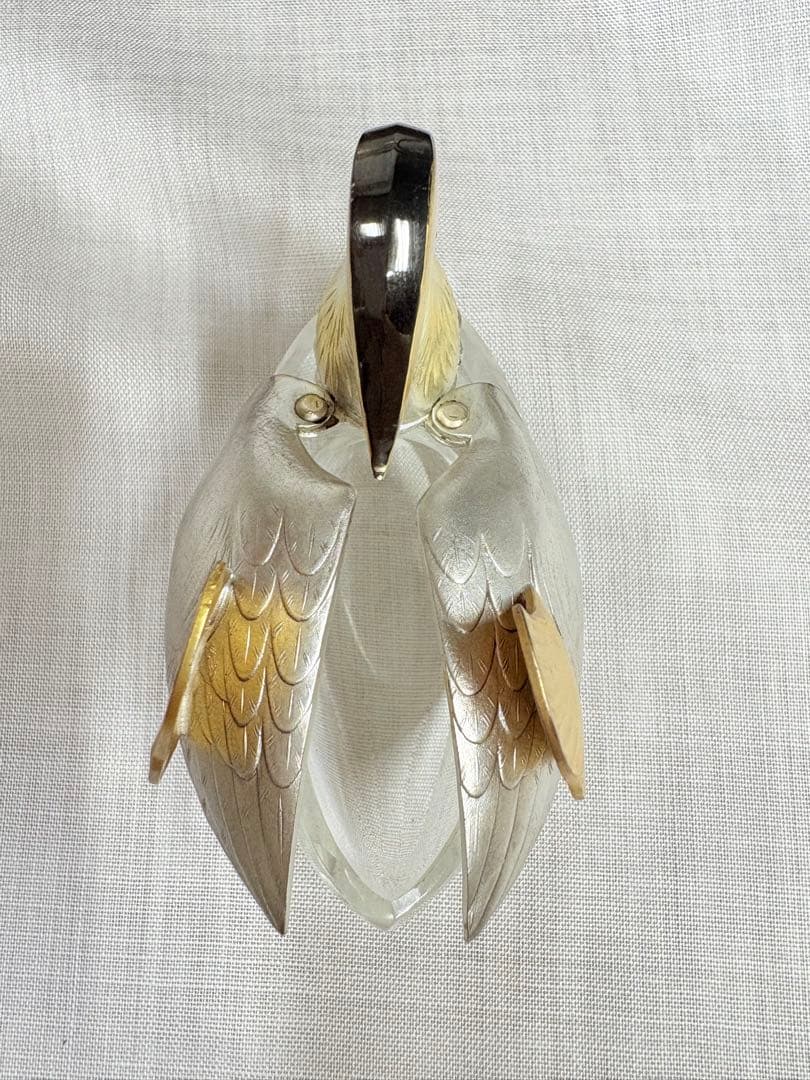 銀製　鴛鴦 オシドリ　ガラス製 置物 ケース入り