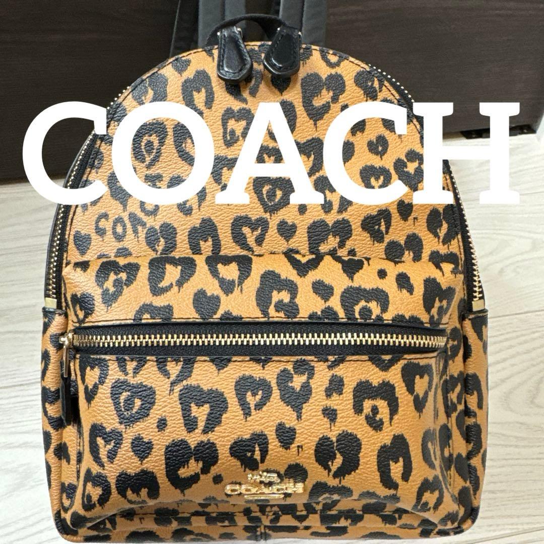 【美品】COACH レオパードミニリュック