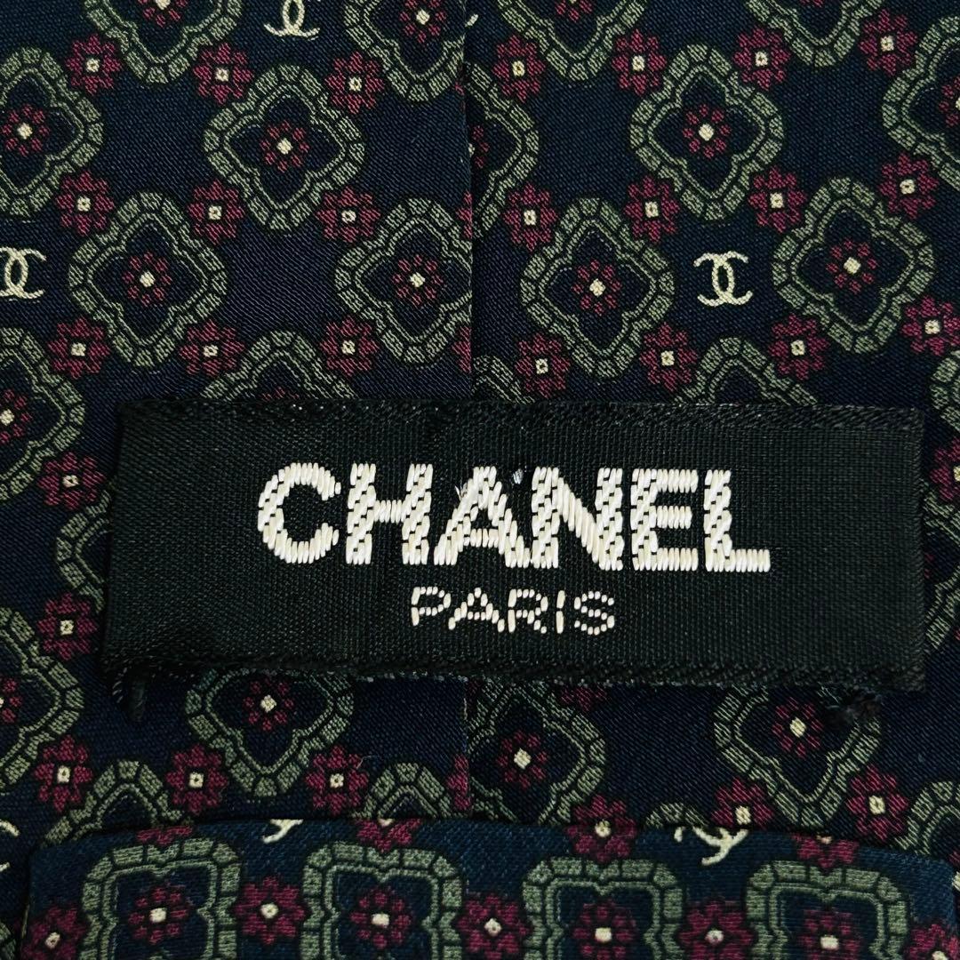【CHANEL】シャネル ネクタイ ネイビー ドット柄 ロゴ メンズ ブランド