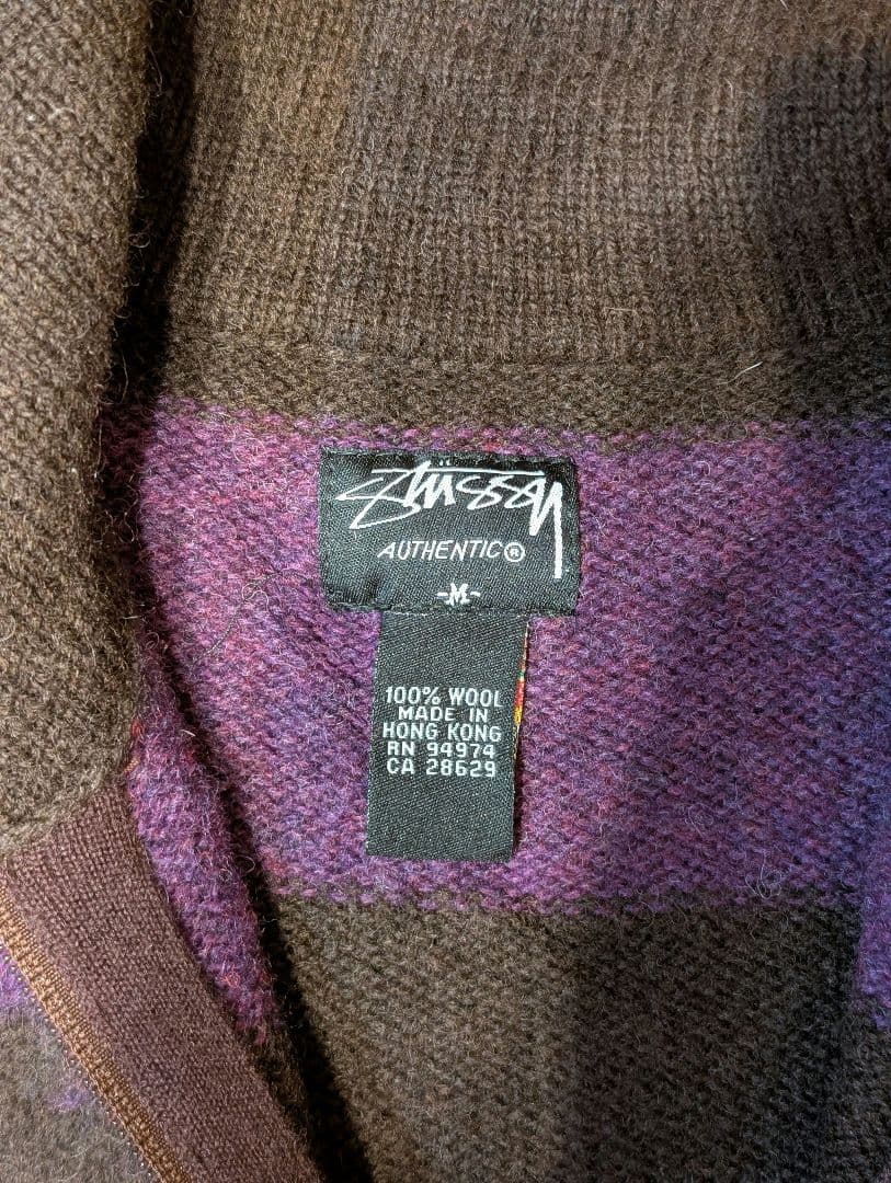 STUSSY AUTHENTIC 00s初期 ウールニット　フルジップ M