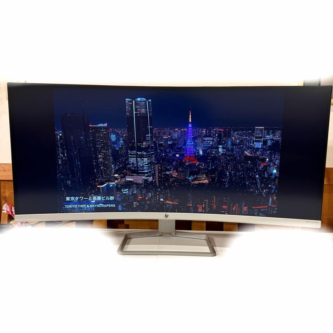 HP 34インチ モニター 2019年製　曲面ワイド　動作確認済み　美品