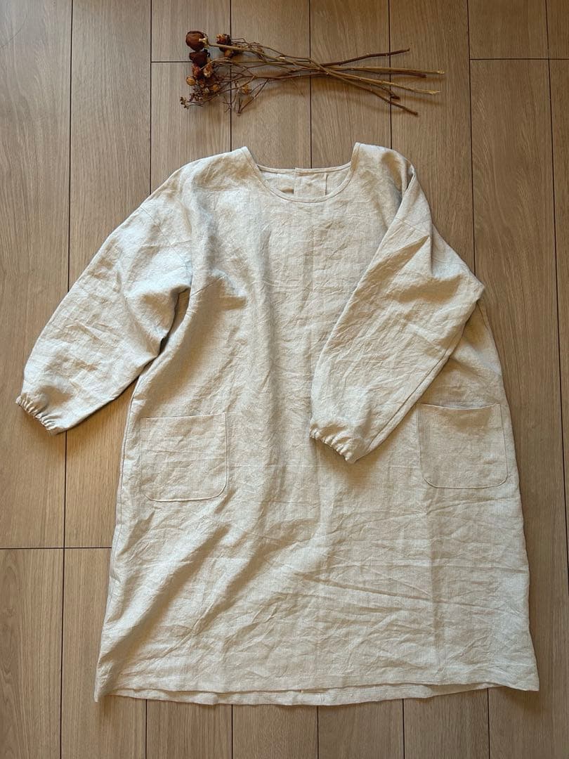 国産リネン100% おしゃれな割烹着　服作り40年の田舎町仕立屋