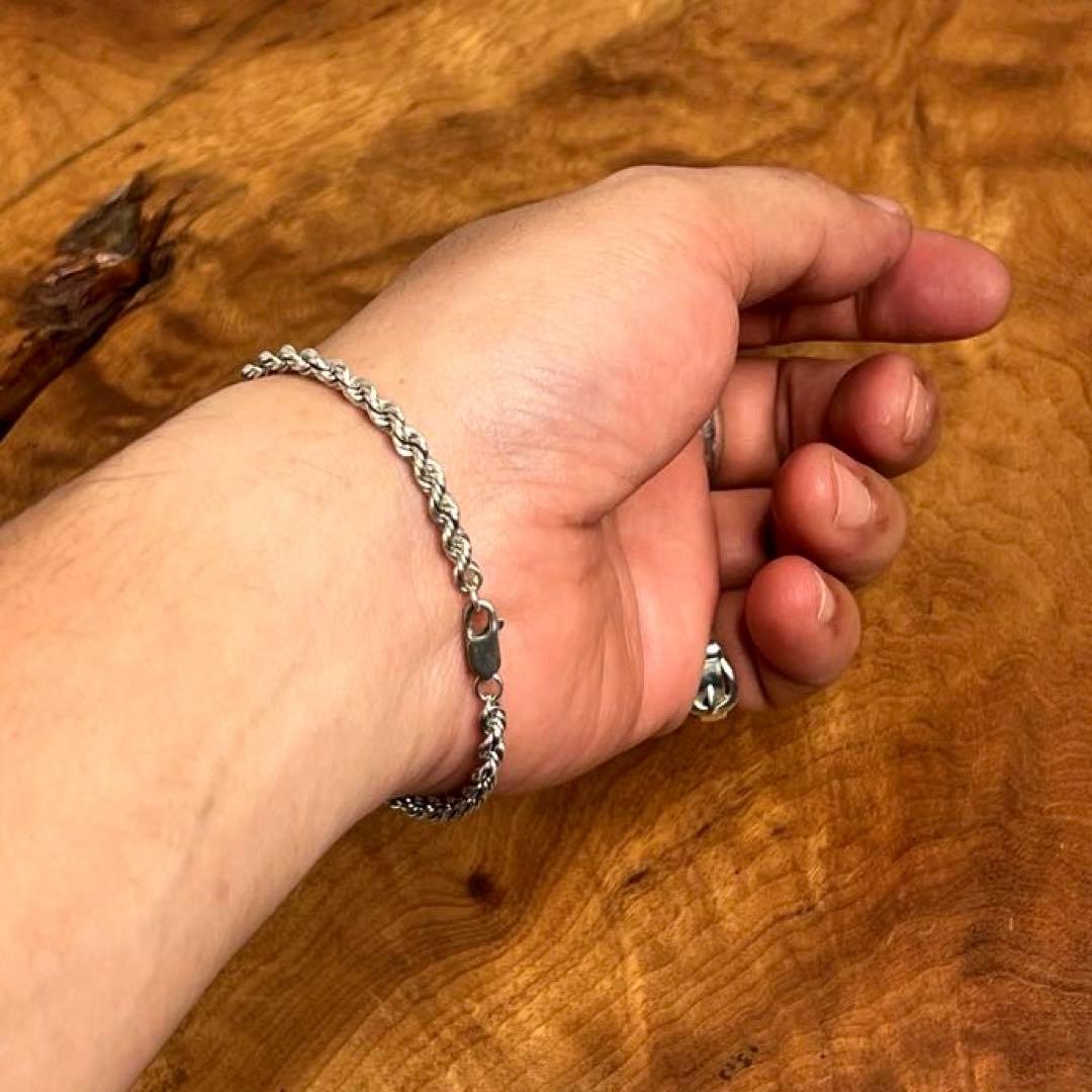 US ヴィンテージ シルバー ロープ チェーン ブレスレット 925