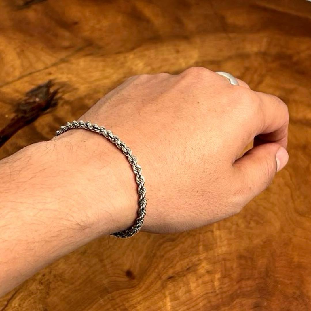 US ヴィンテージ シルバー ロープ チェーン ブレスレット 925