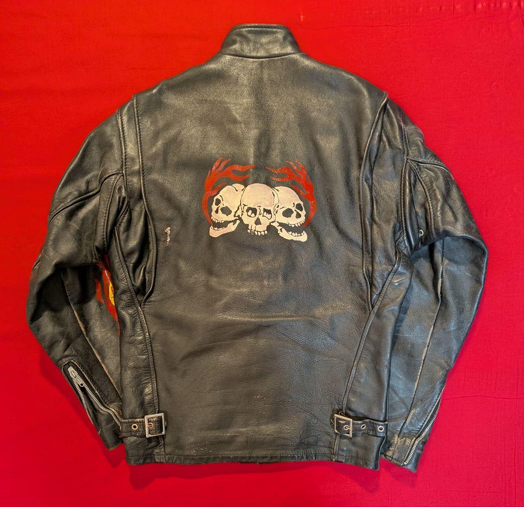 時間限定値下げ‼ ヴィンテージ schott 炎＆スカルデザイン レザー 379