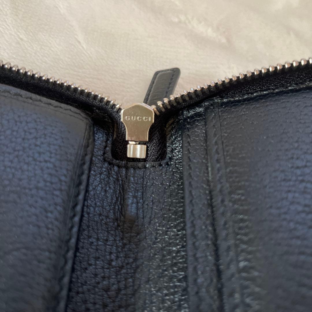 美品✨GUCCI 長財布 ラウンドファスナー レザー ブラック グッチ