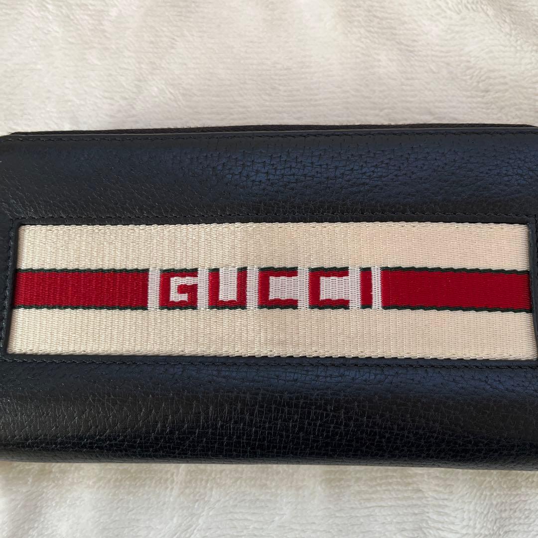 美品✨GUCCI 長財布 ラウンドファスナー レザー ブラック グッチ