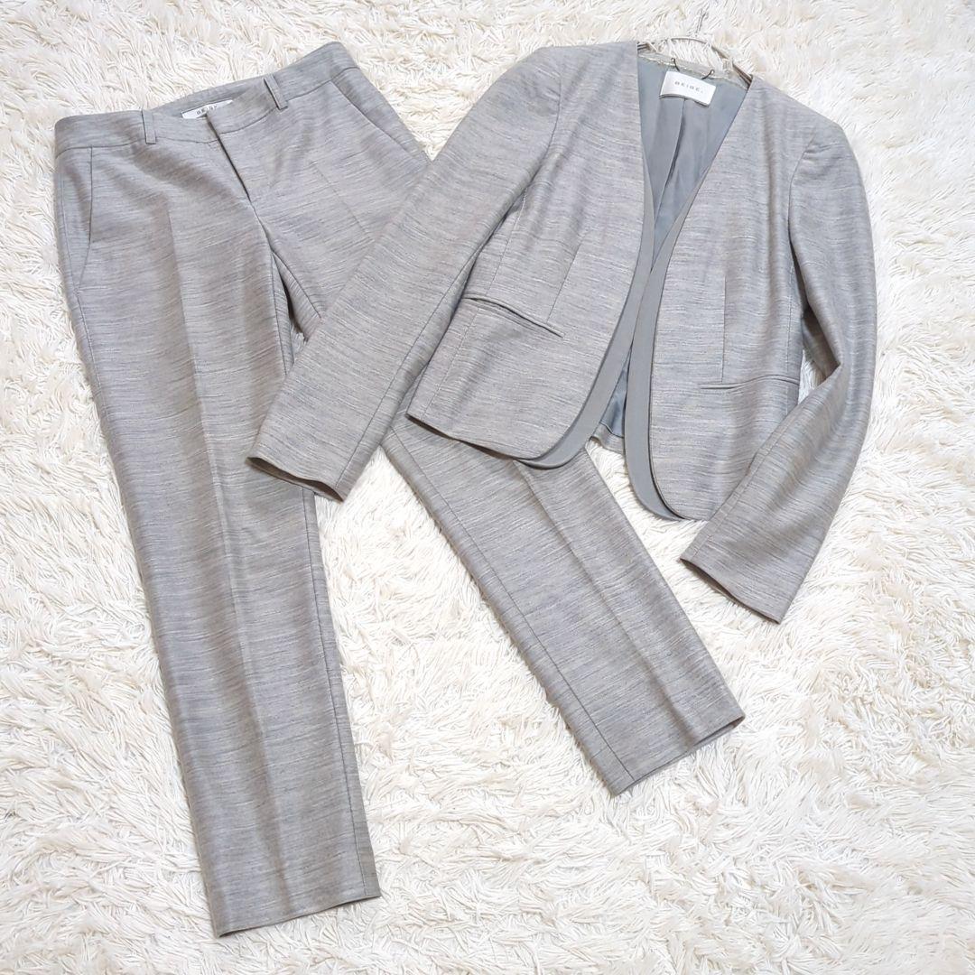 BEIGE, 0 CINDY ノーカラージャケット セットアップ グレー