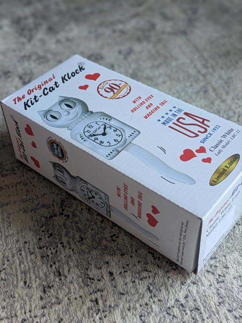 レディキットキャットクロック WH　kit-cat 壁掛け　時計