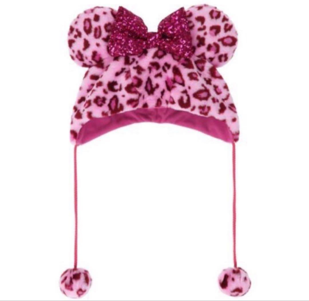 ヒョウ柄ピンクミッキーハット フリーサイズ
