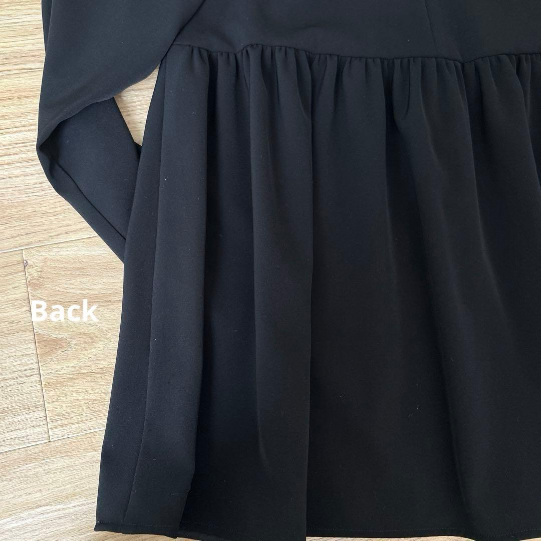 yoriヨリ　セレモニーリボンブラウス　36　ブラック　ペプラムシルエット　長袖