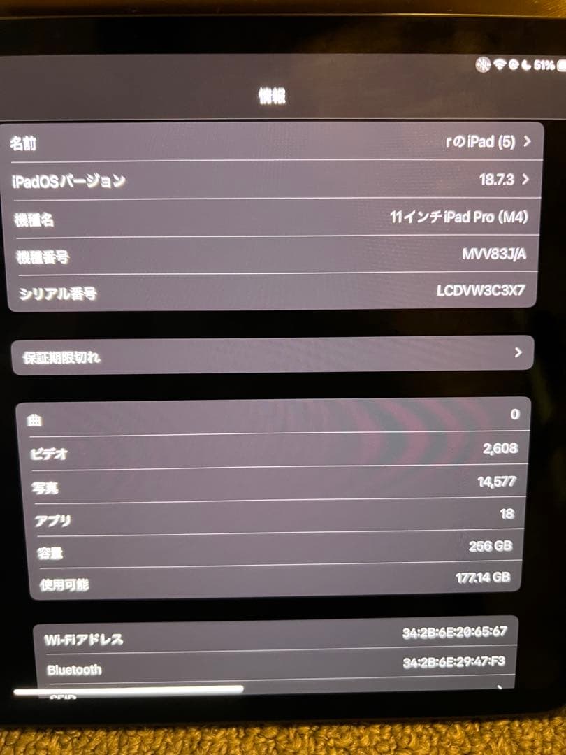 K iPad Pro 11インチ M4 256GB Wi-Fi バッテリー98%