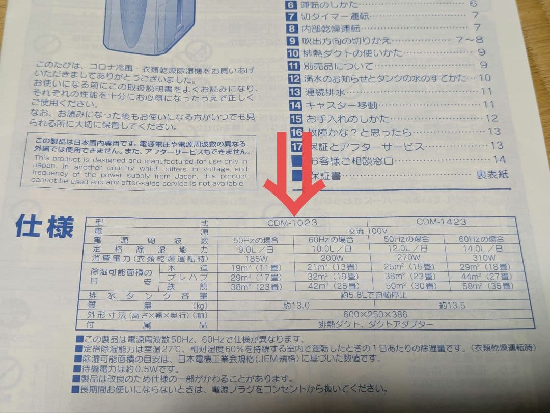 コロナ 冷風・衣類乾燥除湿機 2023年製　CDM-1023（箱無し）