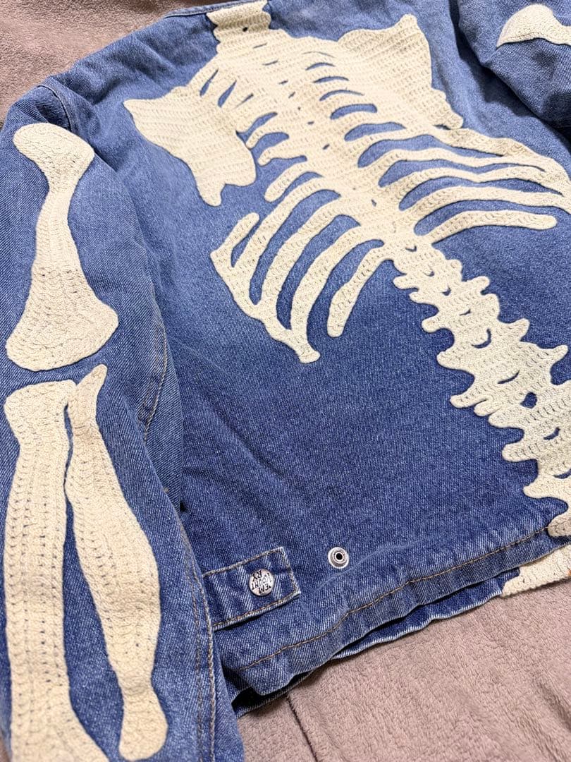 90s MOTO KROSS スケルトン スカジャン デニムジャケット Gジャン