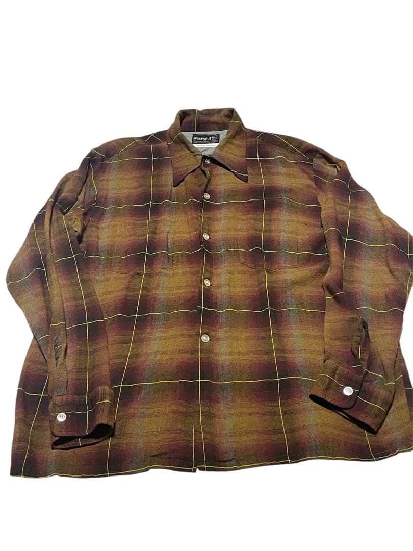 【好配色】希少60’s USA製オンブレネルシャツ茶 レーヨンL Box型 美品