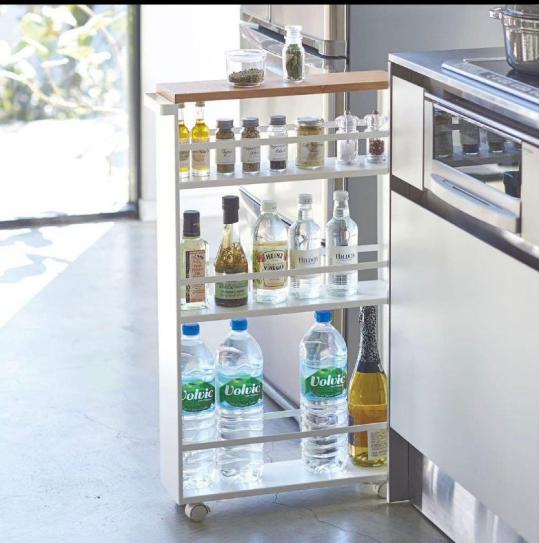 【美品】山崎実業 tower ハンドル付き スリムワゴン