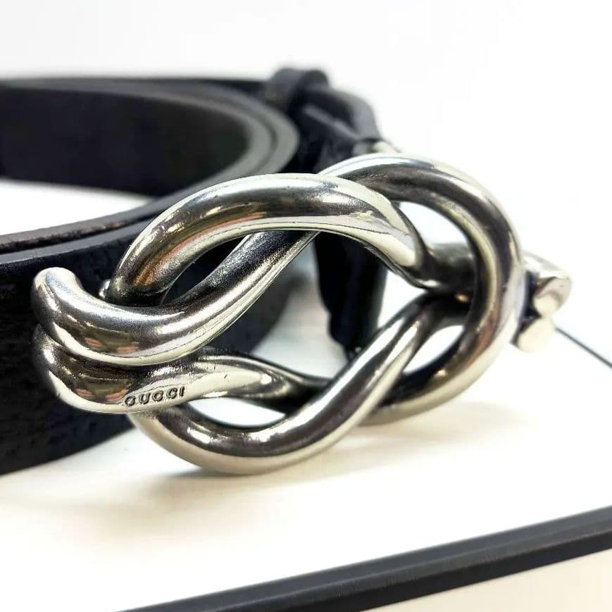 美品 グッチ メンズ ベルト 100 GUCCI 163502 ブラック