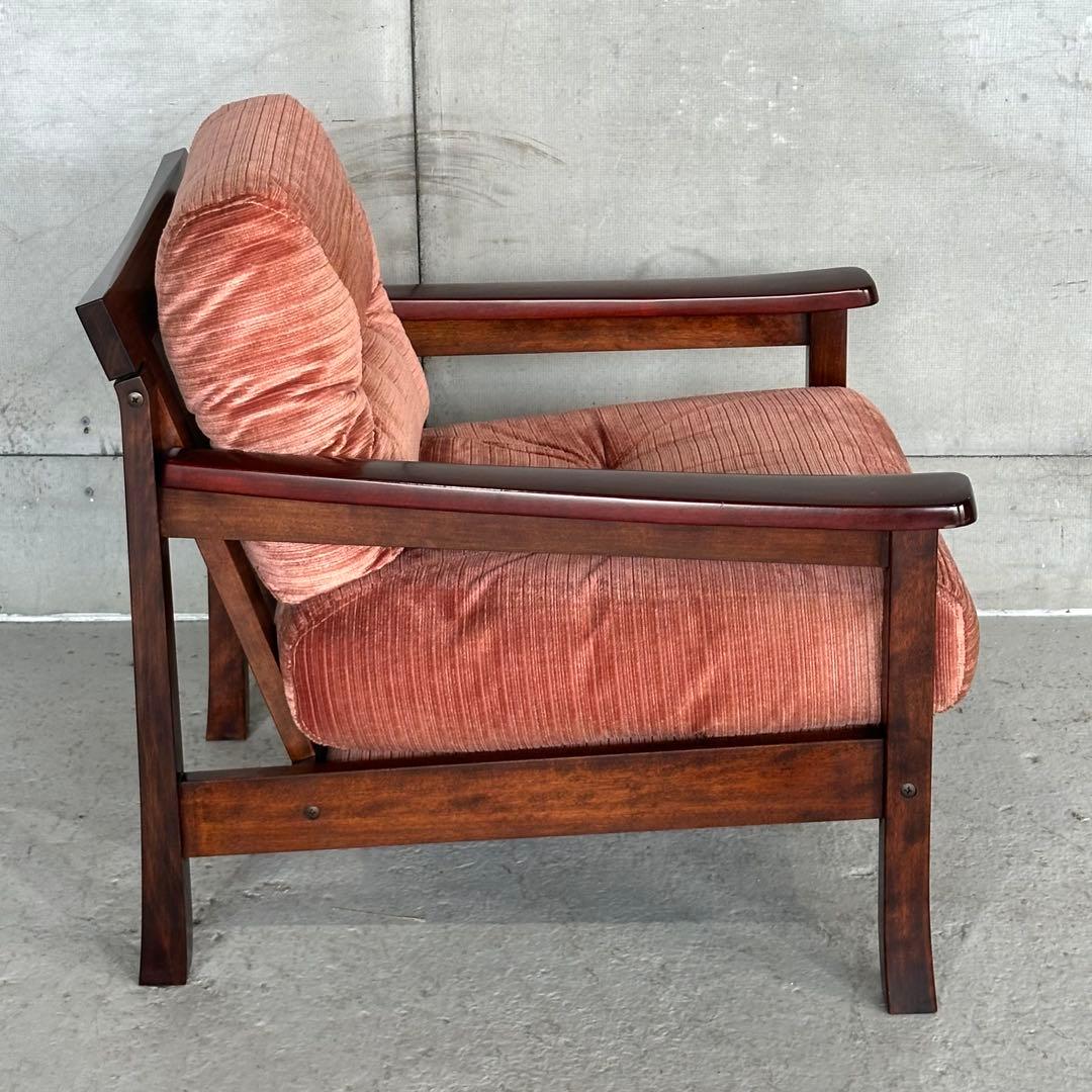 ★80s★ 昭和レトロ 森繁 MORISHIGE 1Pソファ｜無垢木枠 和モダン