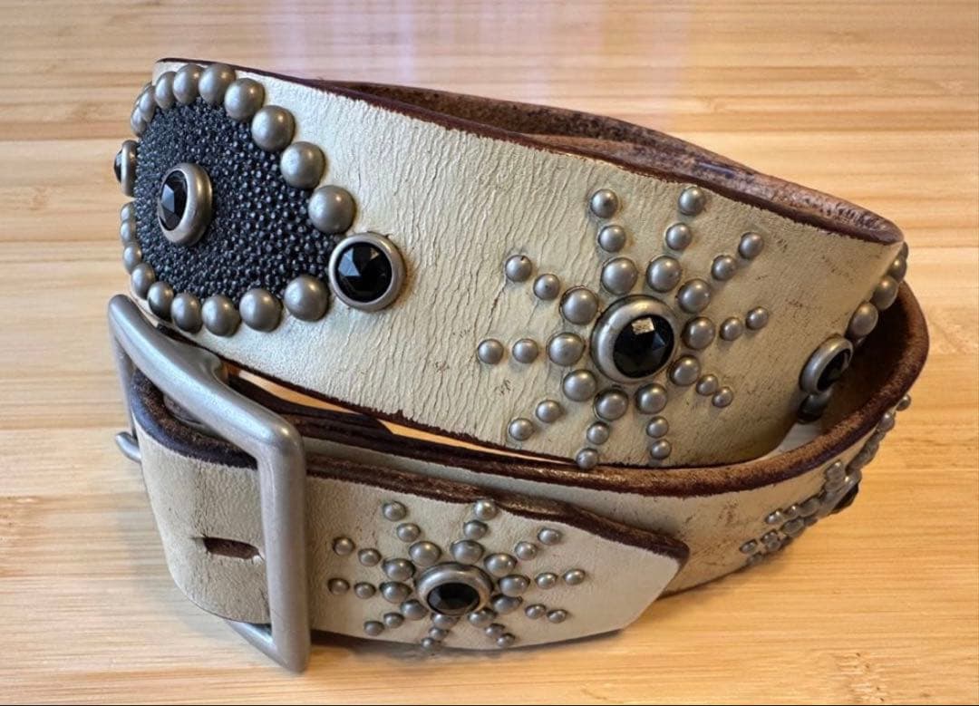 西*ロ様 HTC ピーナッツベルト　スティングレイ　ホワイトクラックレザー　34