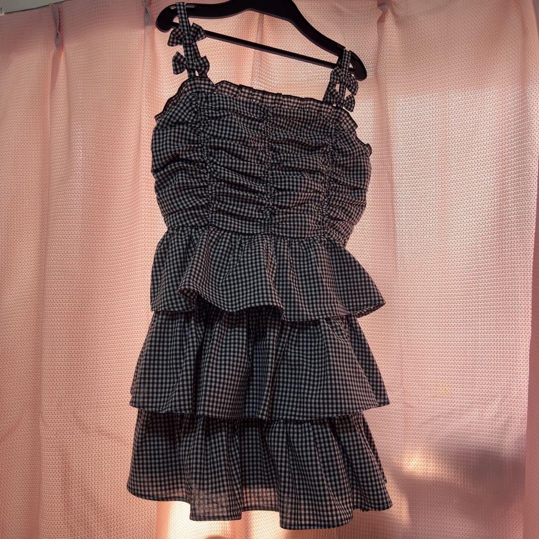 evelyn ♥ リボンキャミーギャザーOP ギンガム