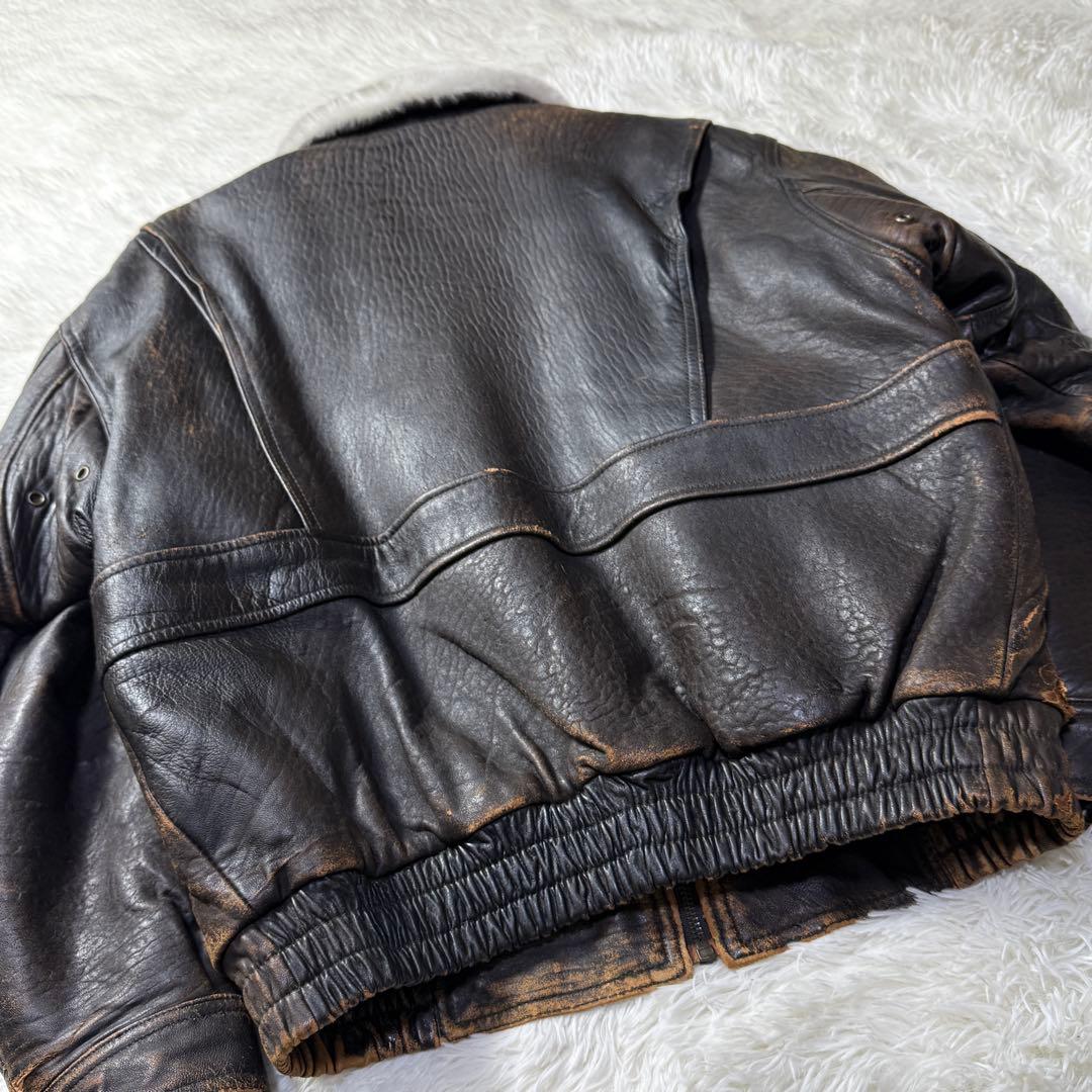 90s vintage G-1 フライトレザージャケット L 襟ボア・中綿入り！