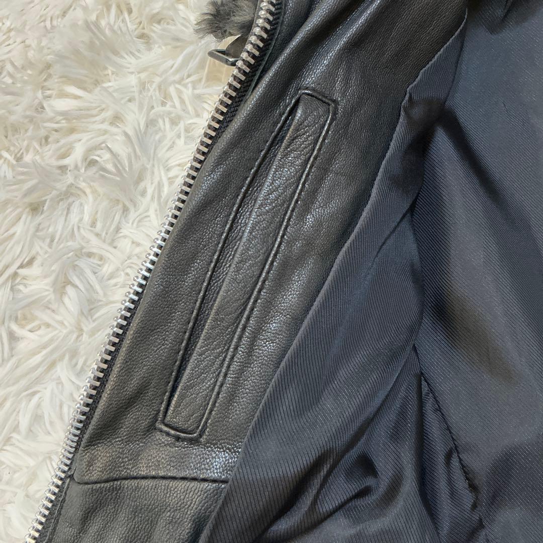 美品⭐︎アバハウス シングルライダース ボアレザージャケット 本革 山羊革 M 黒