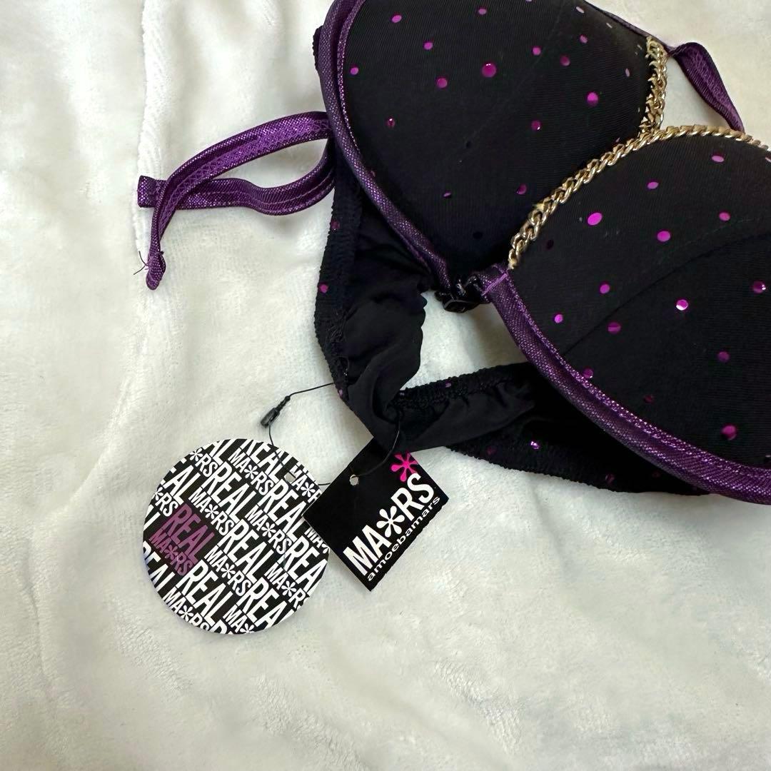 タグ付き【MA＊RS】チェーン付きスパンコールパープルラメ見せブラmars