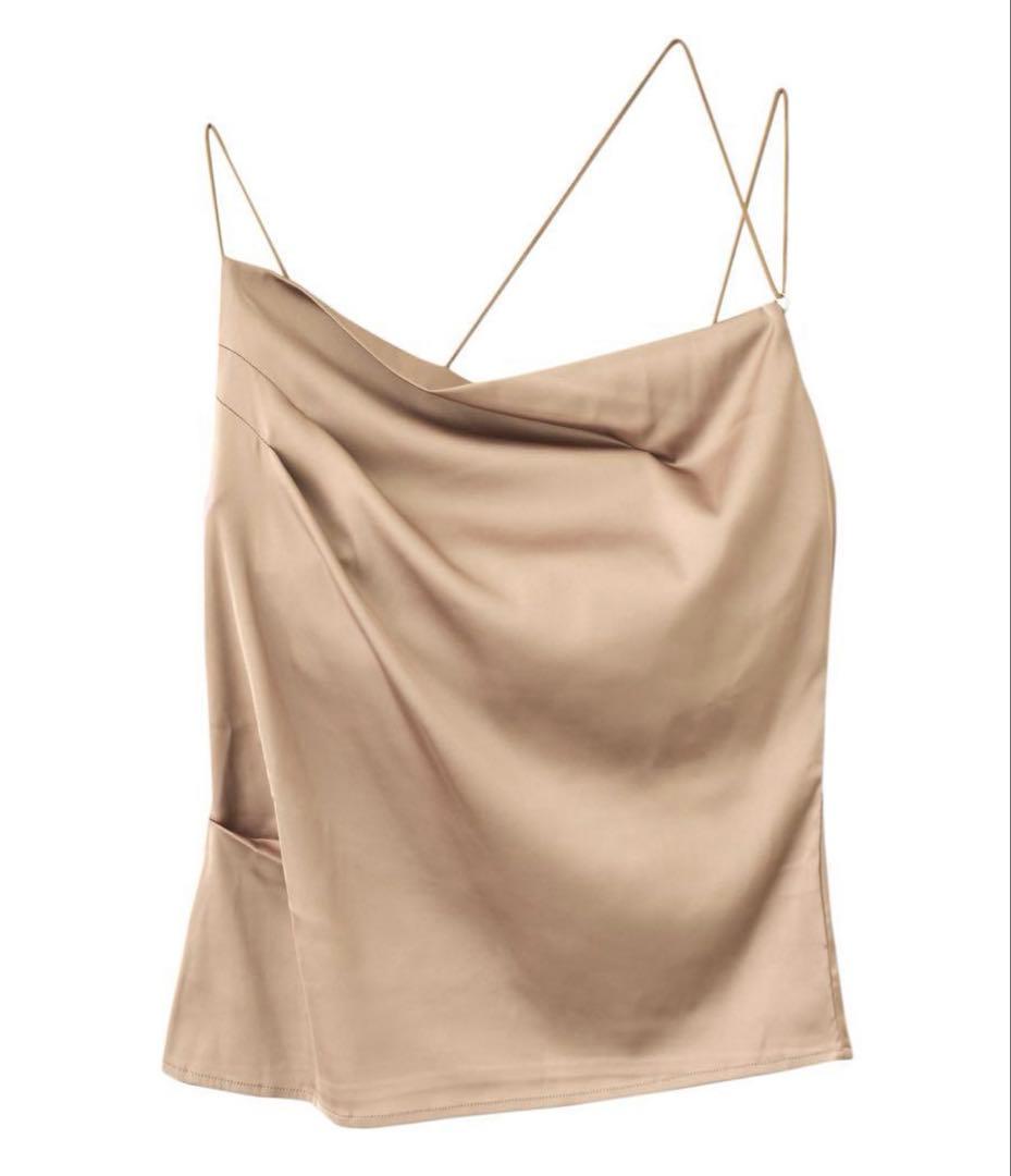 Aimeine カップインドレープサテンキャミソール