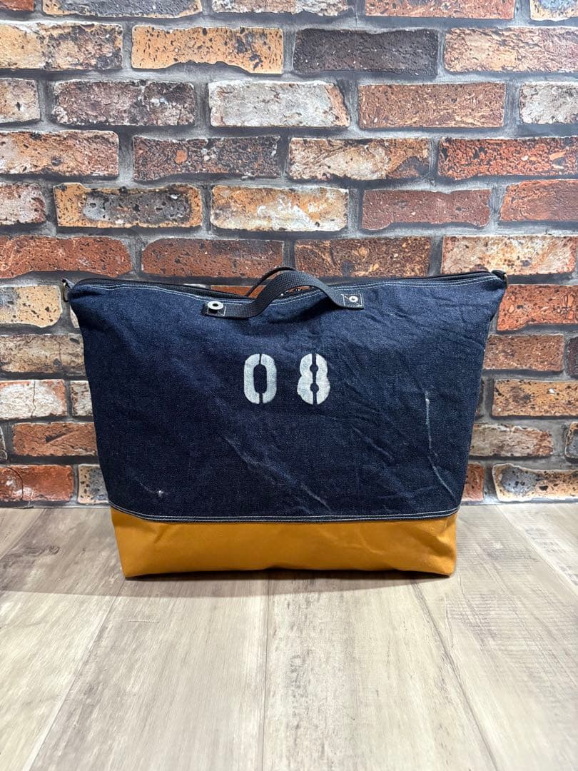 USEDデニムリメイク 大きいボストンバッグ　ショルダーバッグ2way