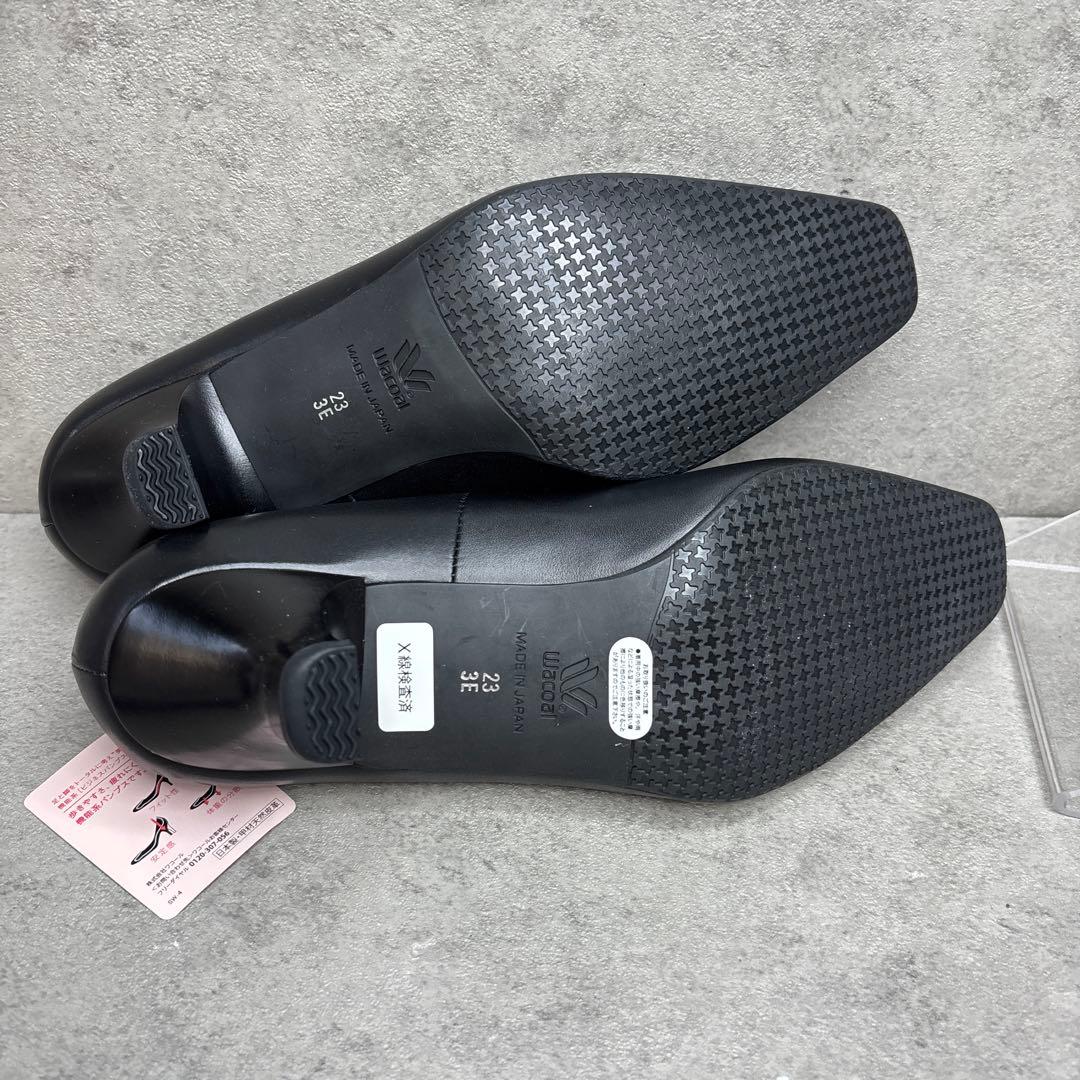 新品タグ付！wacoal success walk レザーパンプス23 黒
