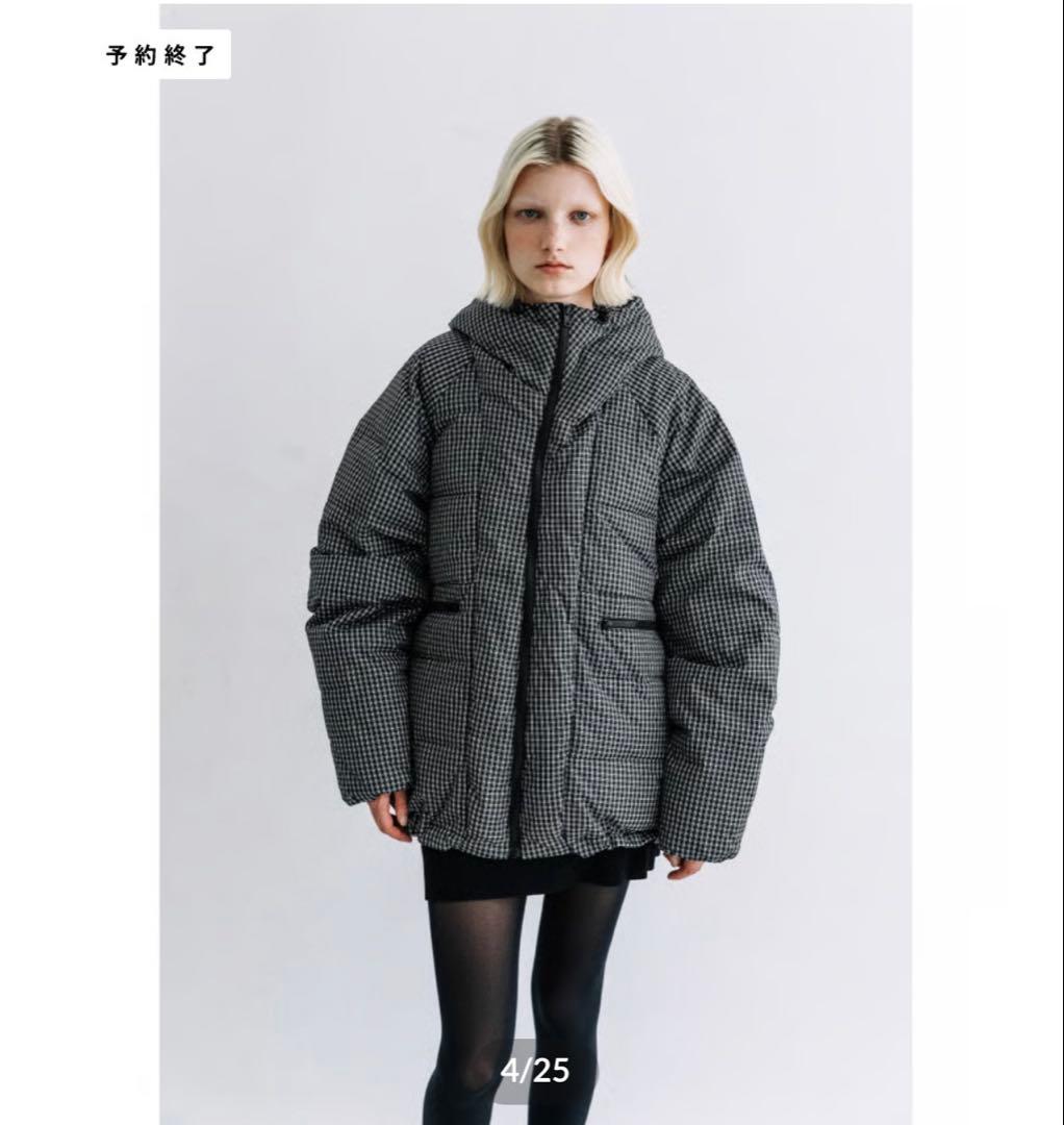 WCJ 猫耳　ダウンジャケット　チェック柄