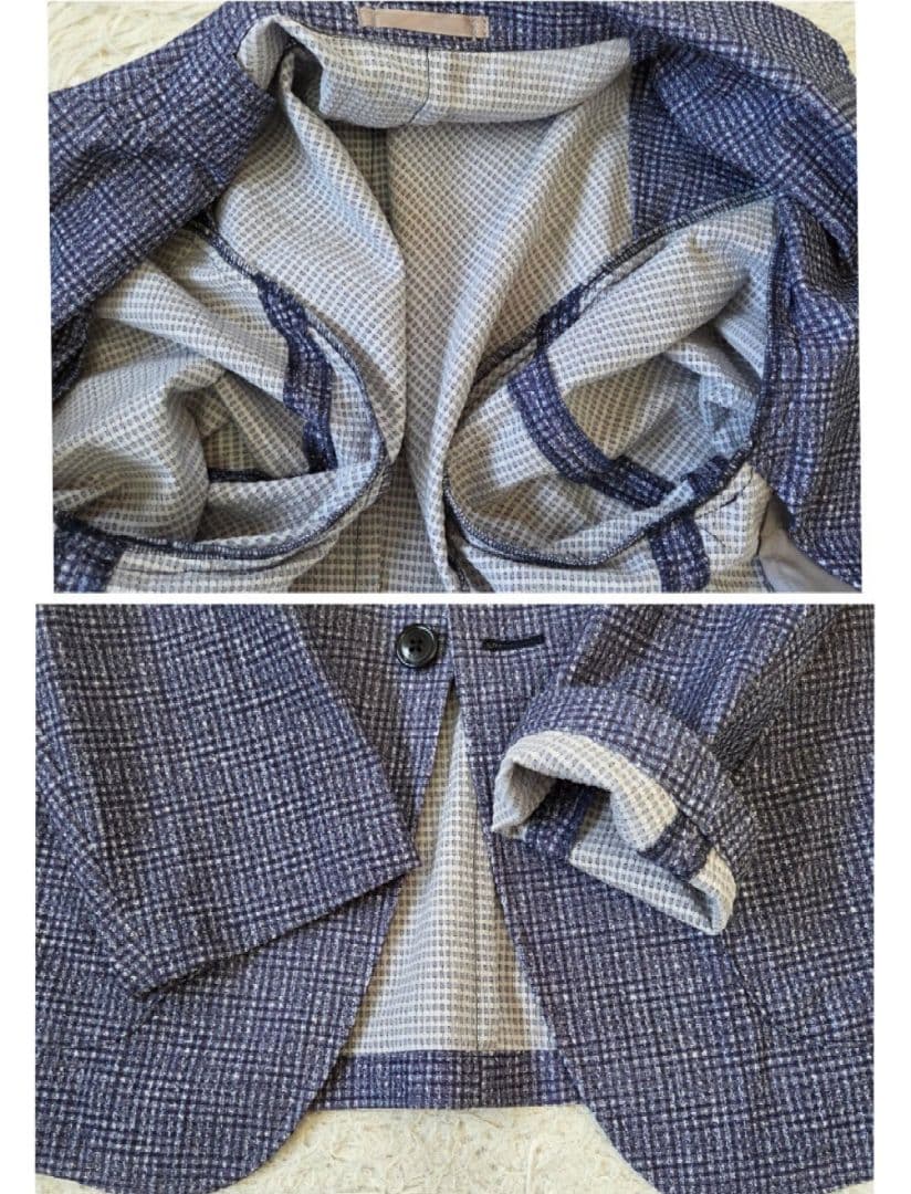 パジャマスーツAOKI シアサッカー ストレッチ セットアップネイビー