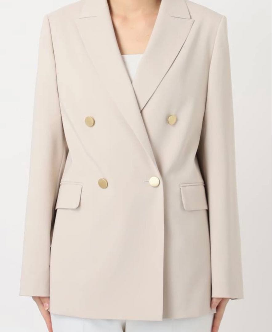 今季　ノーブル　エステルツイルピークドラペルジャケット　38 ベージュ