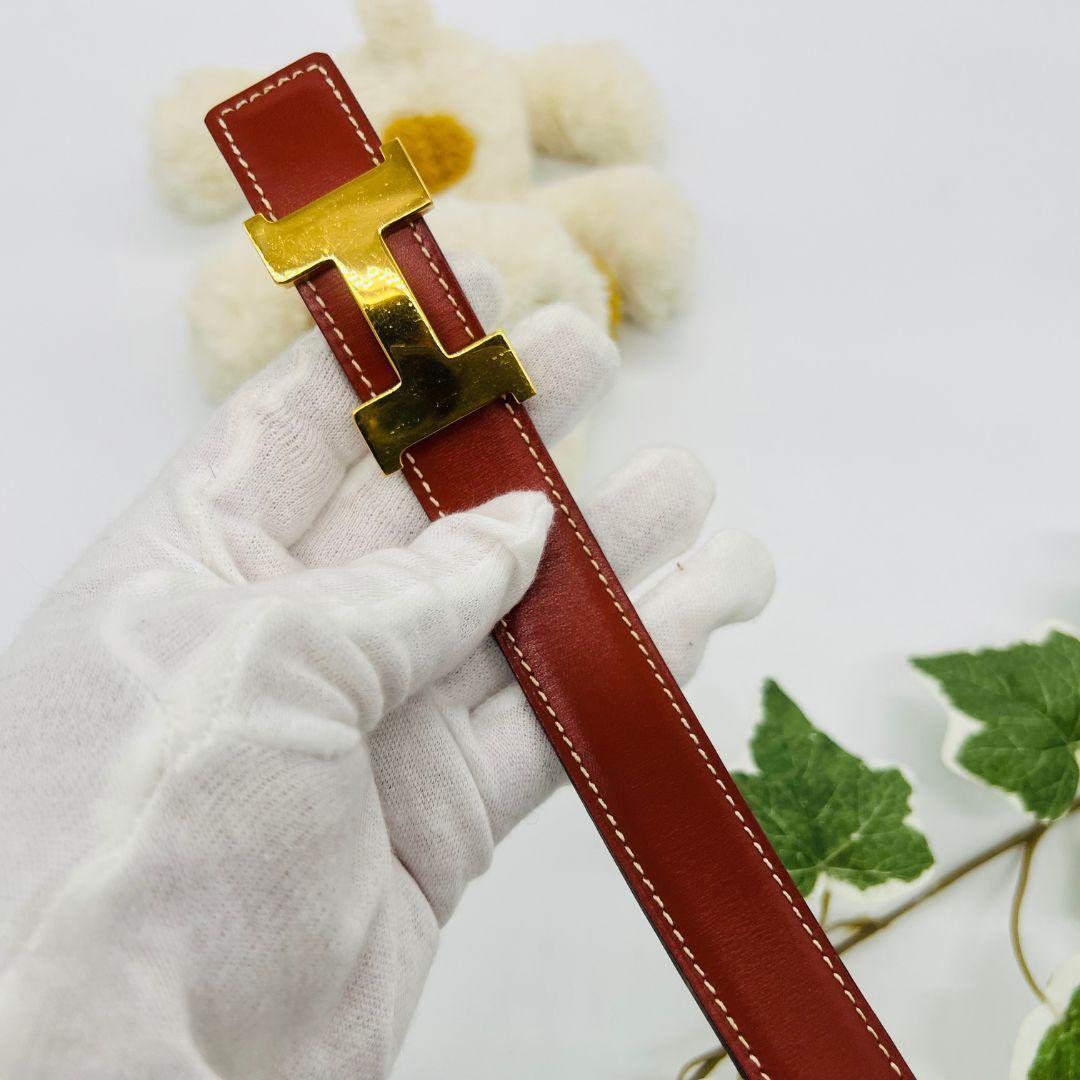 HERMES エルメス コンスタンス　Hベルト ベルト ゴールド　ブラウン ミニ