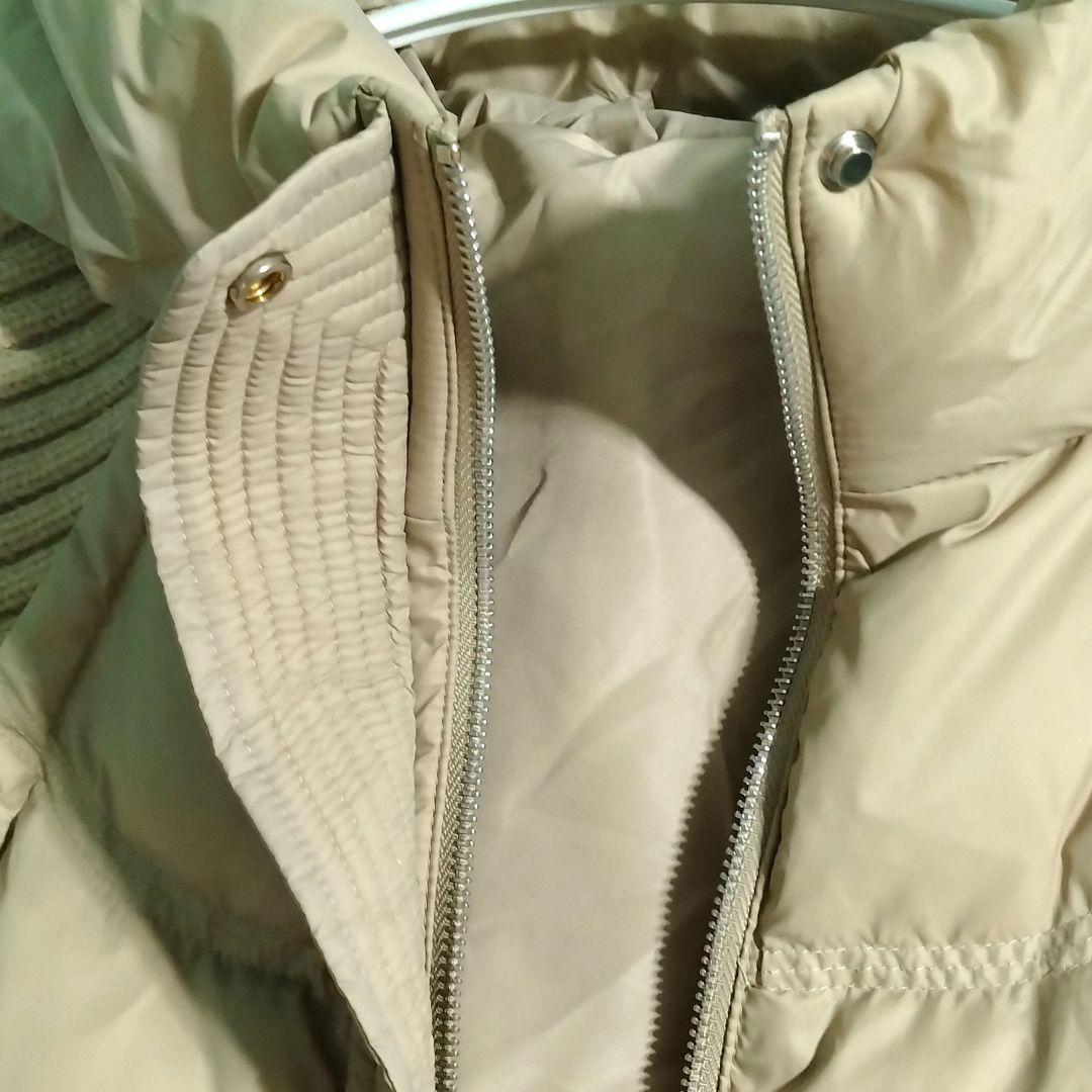 ニットドッキングダウンベスト フード ダウンベスト ベージュ フード付き