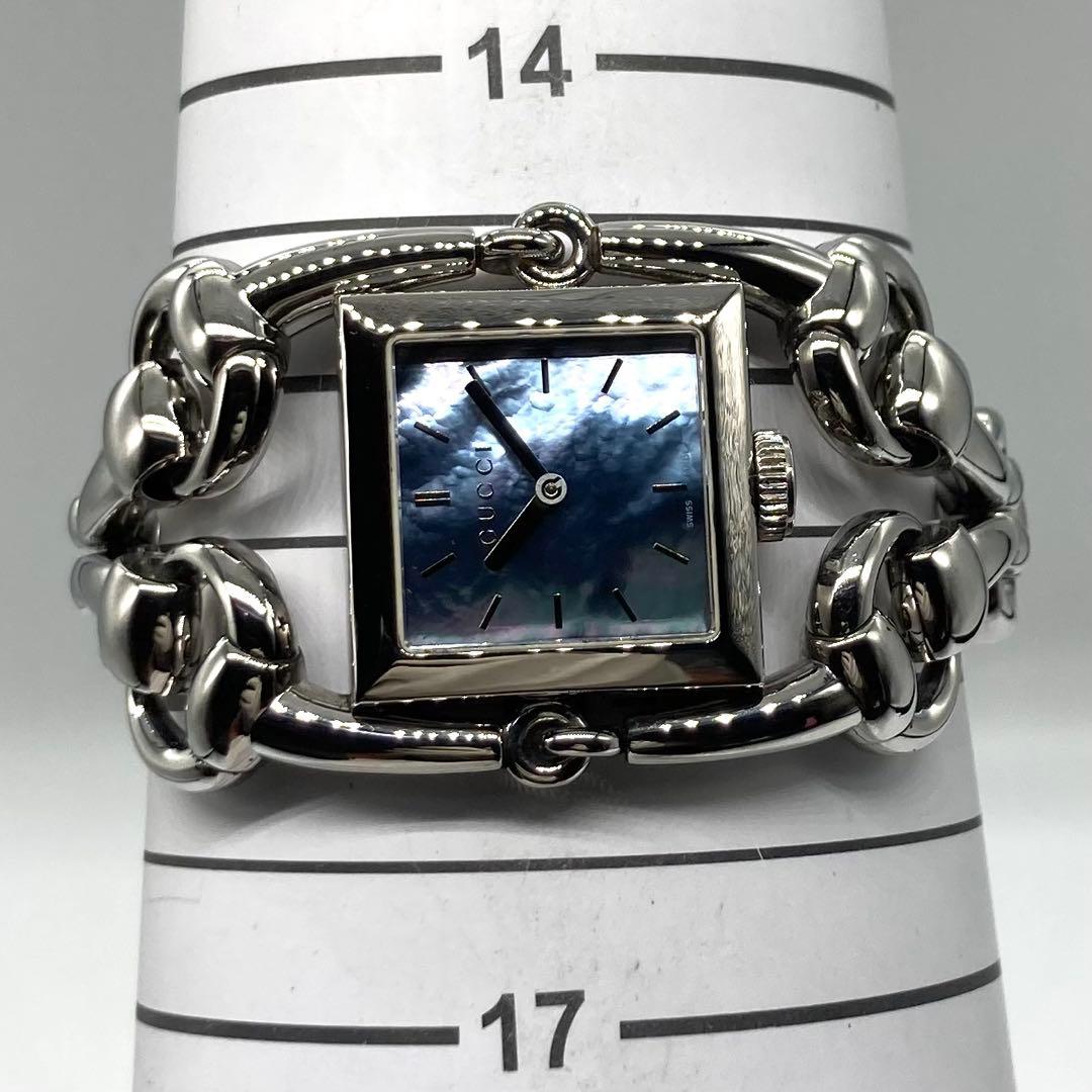 【稼働】 グッチ 腕時計 116.3 腕時計 シニョーリア QZ 青シェル文字盤