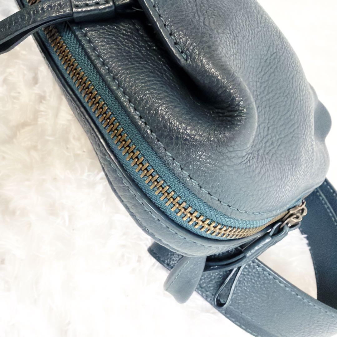 マザーハウス カゼマトウ ボディバッグ レザー ネイビーグリーン