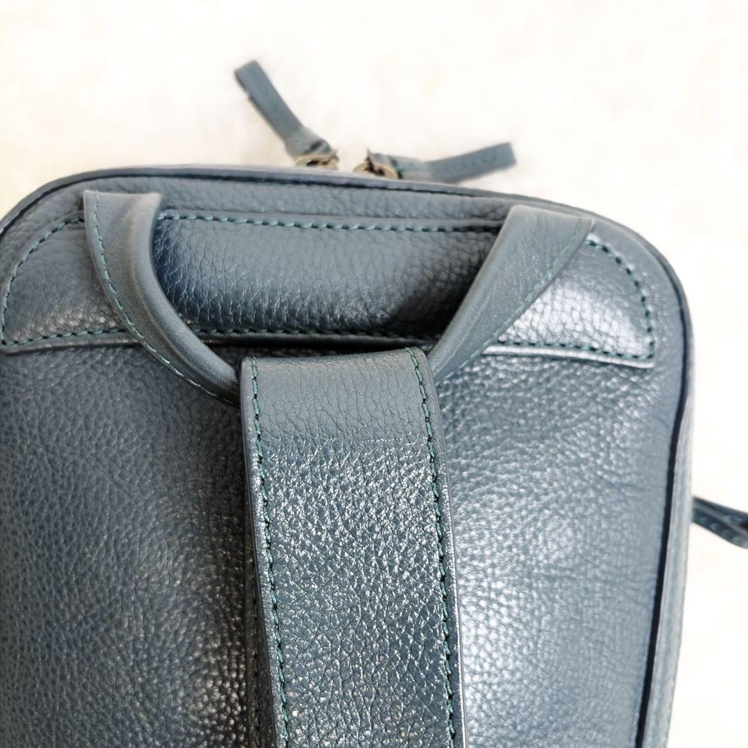 マザーハウス カゼマトウ ボディバッグ レザー ネイビーグリーン