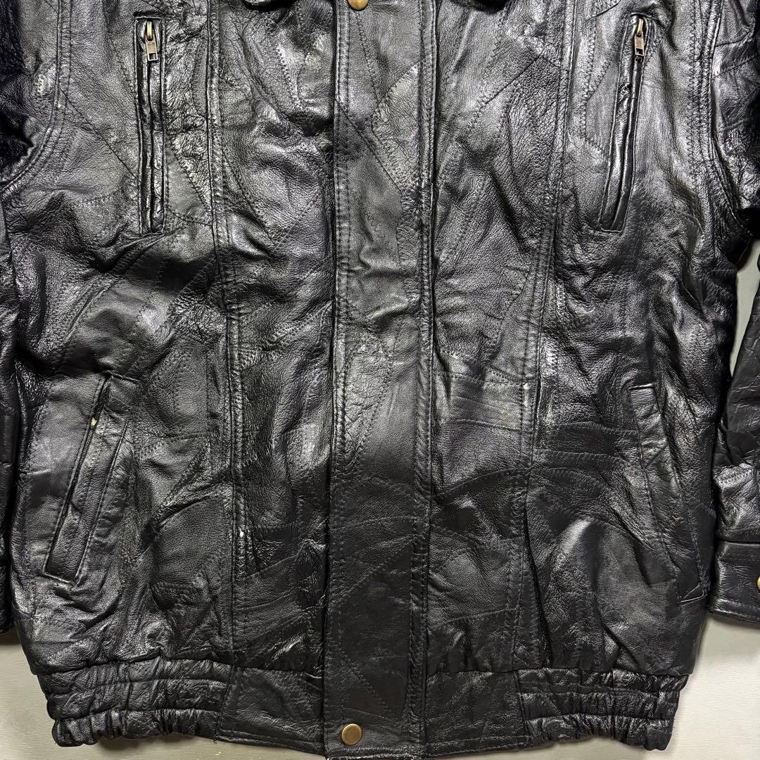vintage A-2 レザージャケット　本革オールレザー　パッチワーク　黒　M