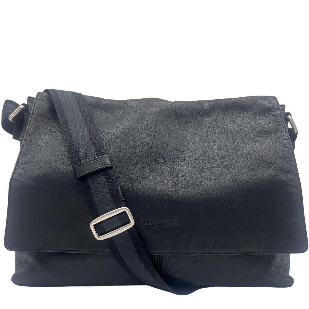 コーチ メンズ ショルダーバッグ チャールズ レザー スリム メッセンジャー