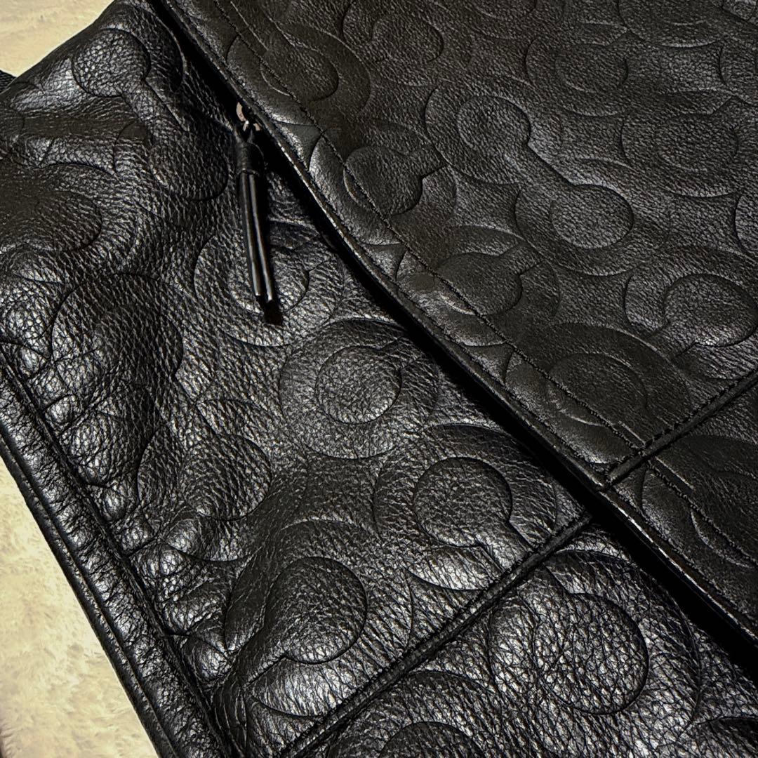 美品　COACH オプアート レザー ショルダーバッグ トートバッグ2way 黒