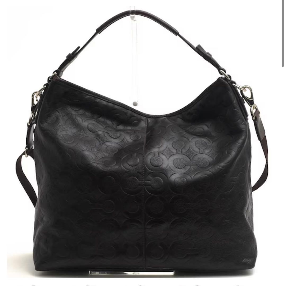美品　COACH オプアート レザー ショルダーバッグ トートバッグ2way 黒