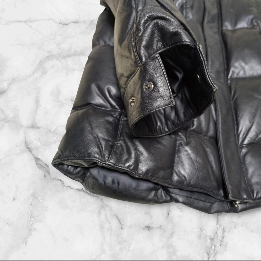 コムサデモードメン 馬革 ヌプシ 肉厚 ダウンジャケット 黒 ホースレザー