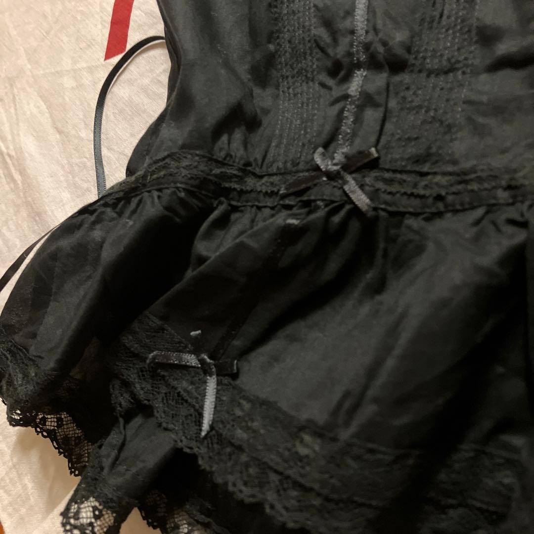 ピンクハウス 未使用品 綿ローン&フランス製?!レース黒生地キャミソール