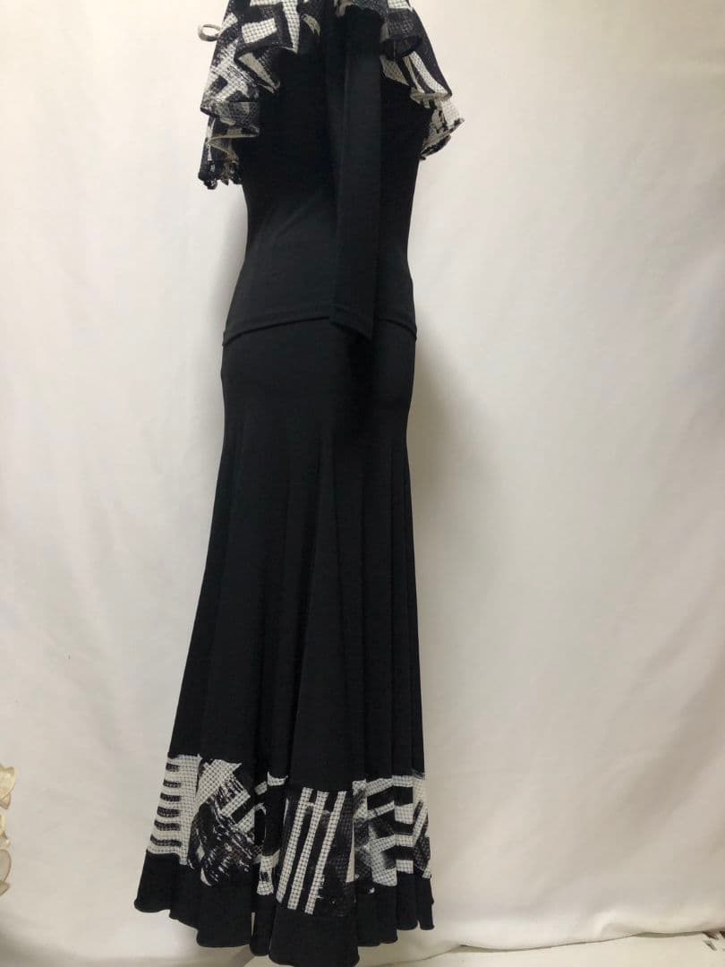 社交ダンス練習レッスン着パーティクリエイトサン現行ケープ風上下セットアップドレス