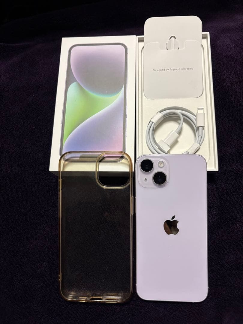 美品 iPhone14 128GB SIMフリー パープル 純正充電ケーブル付