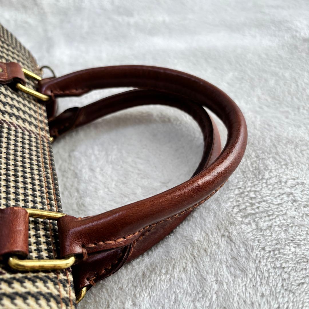 ✨️美品✨️ ポロラルフローレン 千鳥格子柄 ミニボストンバッグ PVCレザー