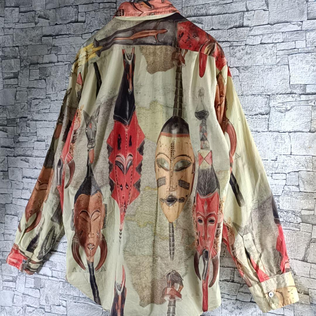 希少✨Paul Smith 長袖BDシャツ アフリカンマスクプリント 総柄 L