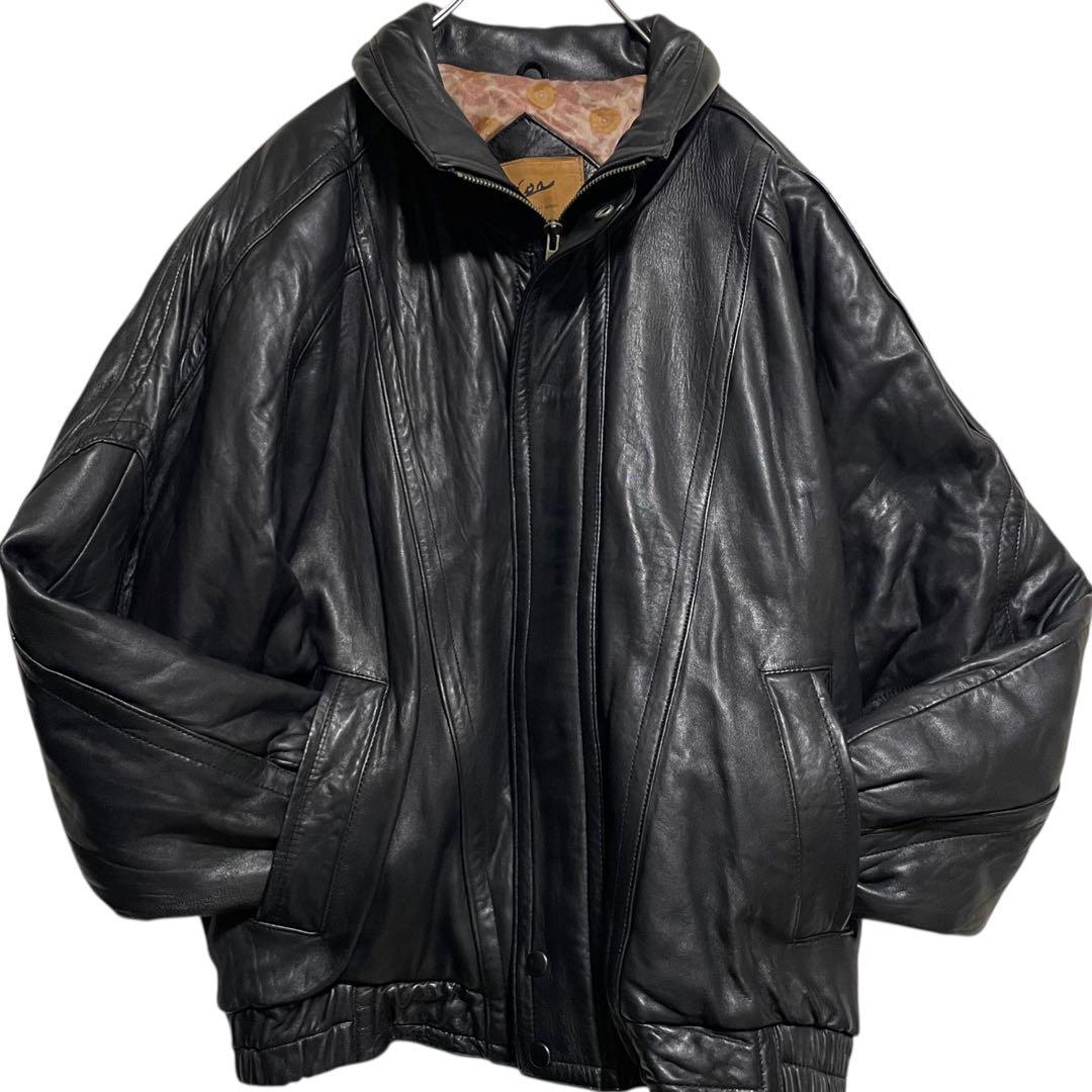 【Zion】フランス 羊革 本革 ラムレザーシングルライダースジャケット 黒 M